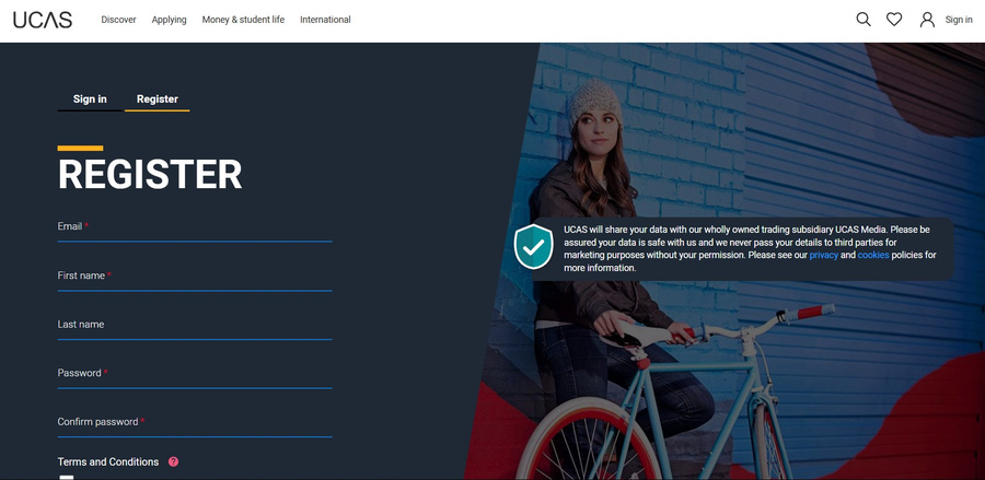 UCAS Register Account