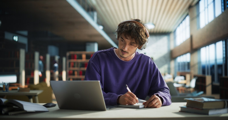 Student Studying with Laptop